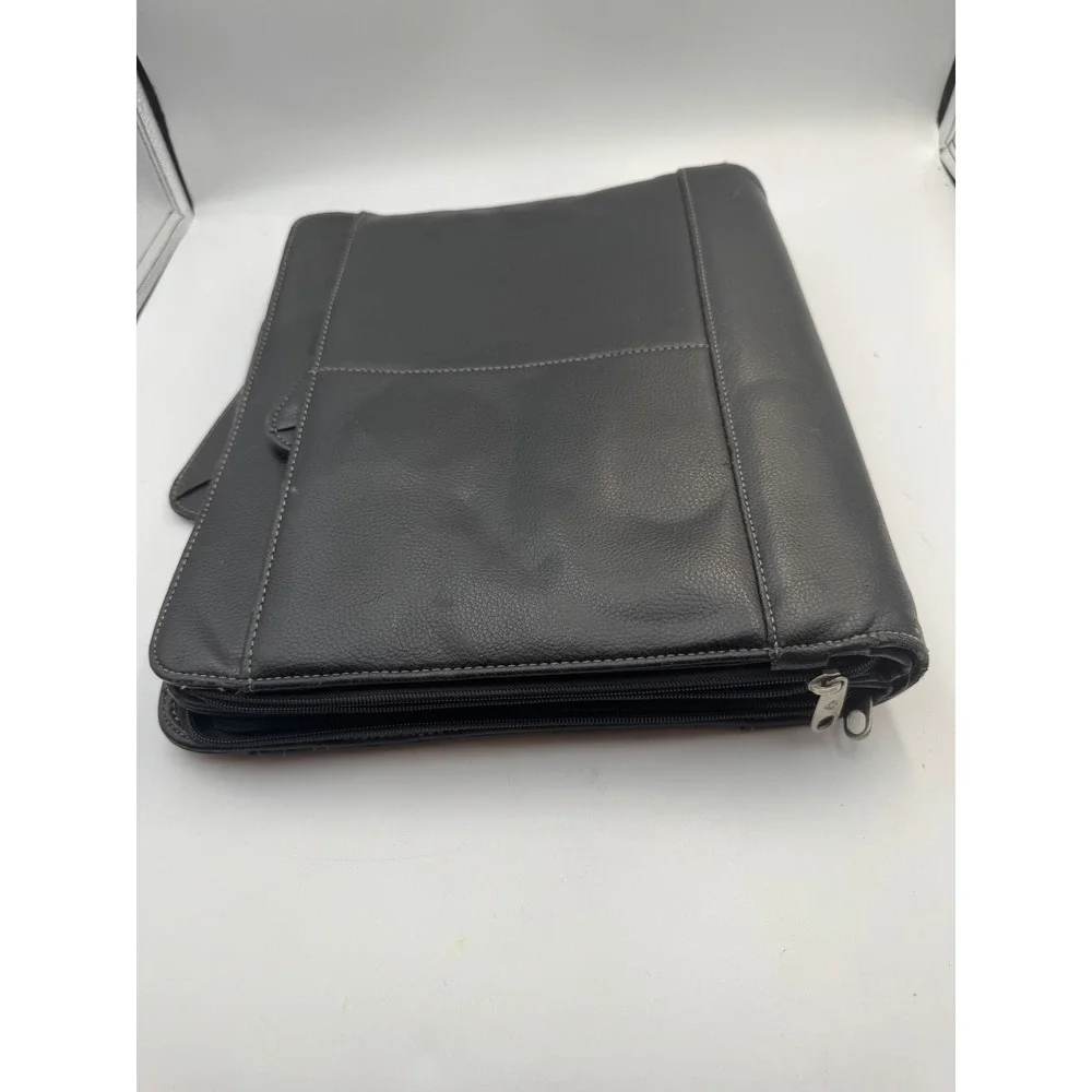 Samsonite Black Faux Leather 3 Ring Binder Portfolio Briefcase with Calculator